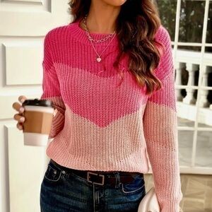Women’s Color Block Crewneck Pullover Sweater - Size XL - NWT
